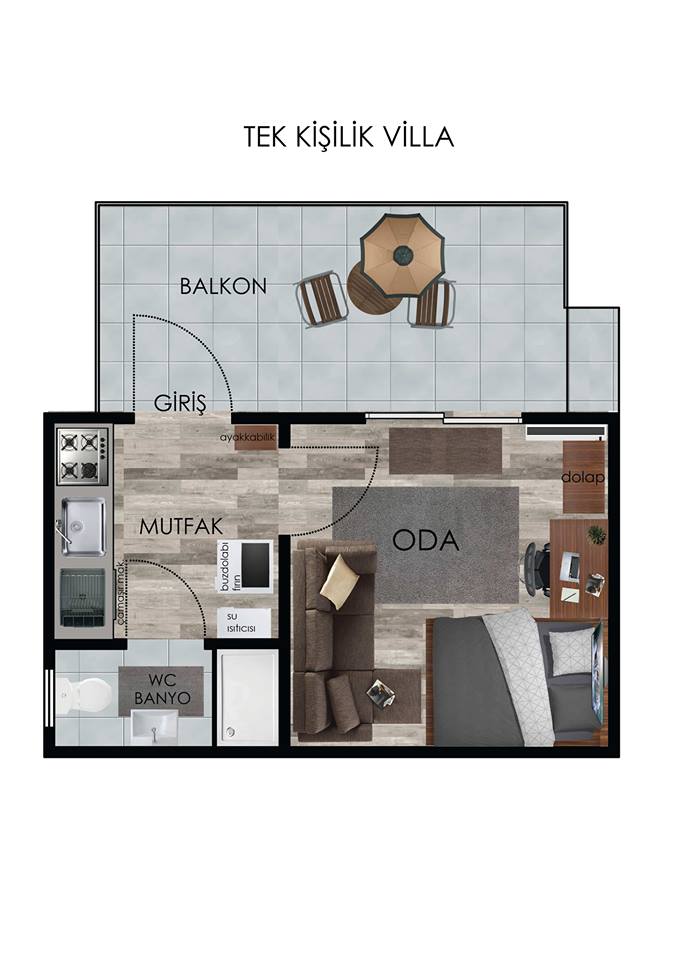 Akdeniz Evleri | Tek Kişilik Villa