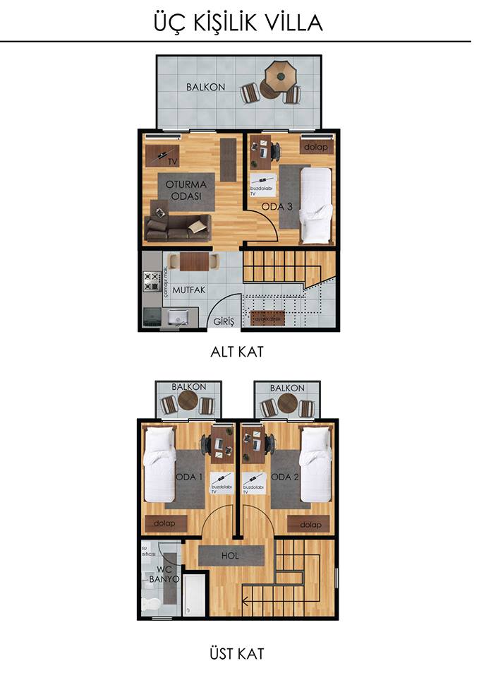 Akdeniz Evleri | 3 Kişilik Salonlu Villa