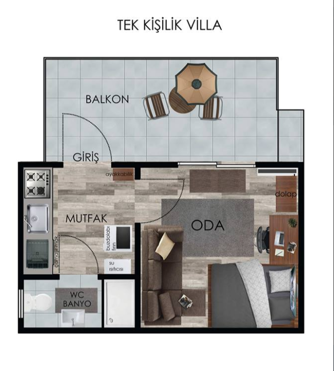 Akdeniz Evleri | Tek Kişilik Villa